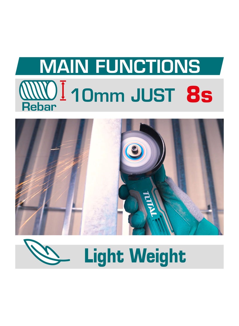 توتال أداة قطع صغيرة لاسلكية من توتال تعمل ببطارية ليثيوم-أيون بجهد ٢٠ فولت وسعة ٢ أمبير-ساعة، عبارة عن جلاخة زاوية صغيرة متعددة الوظائف ومحمولة باليد - Image 2